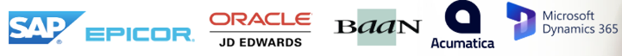 Nuestra plataforma se integra con SAP, Epicor, Oracle, Baan, Acumatica, Microsoft Dynamics 365 Nuestra plataforma se integra con SAP, Epicor, Oracle, Baan, Acumatica, Microsoft Dynamics 365